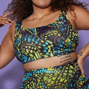 Yitty Bright A** Blue Buttafly Mesh Me Smoothing High Waist Leggings & Bralette​